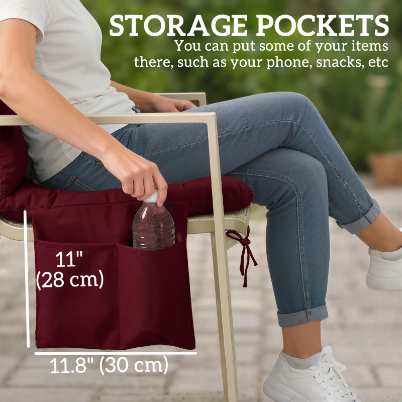 Outsunny Bench Cushion Water-Repellent Outdoor Furniture Pad Seater Swing Chair 59.1" x 39.4" Wine Red