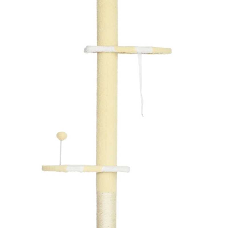 PawHut 87"-102" Floor to Ceiling Cat Tree w/ Sisal Scratching Posts, Anti-tip Kit, Perches, Toy Ball, Yellow