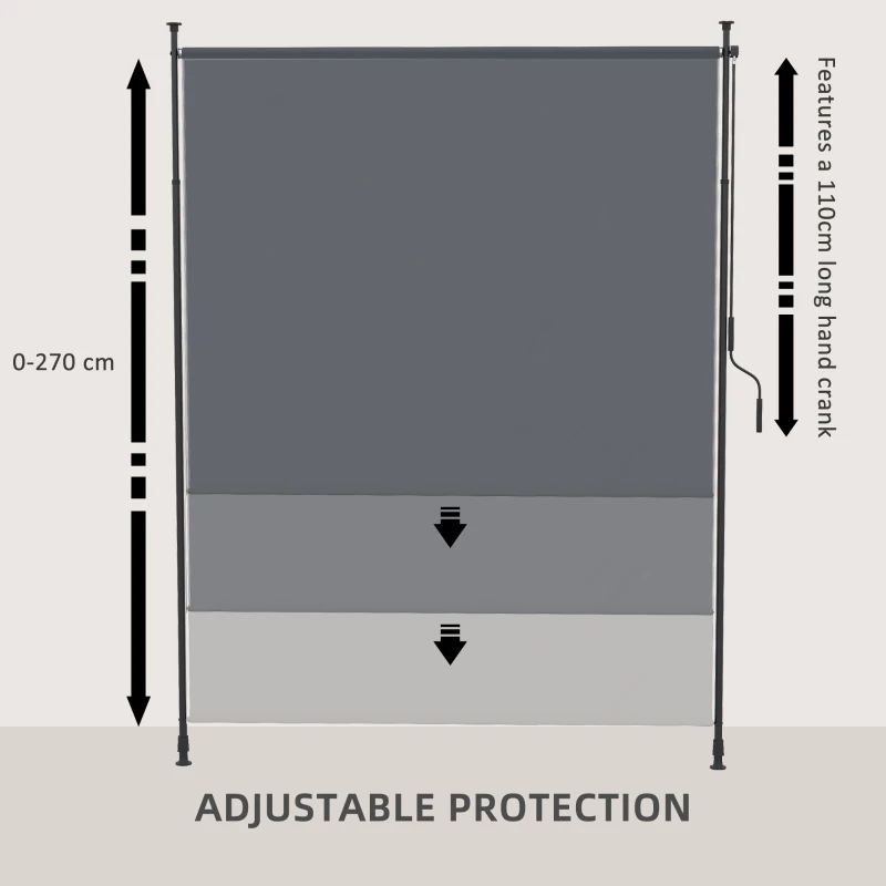 Outsunny 7' x 10' Retractable Patio Awning, Manual Outdoor Privacy Screen with UPF40+ & Water-Resistant Fabric, Grey