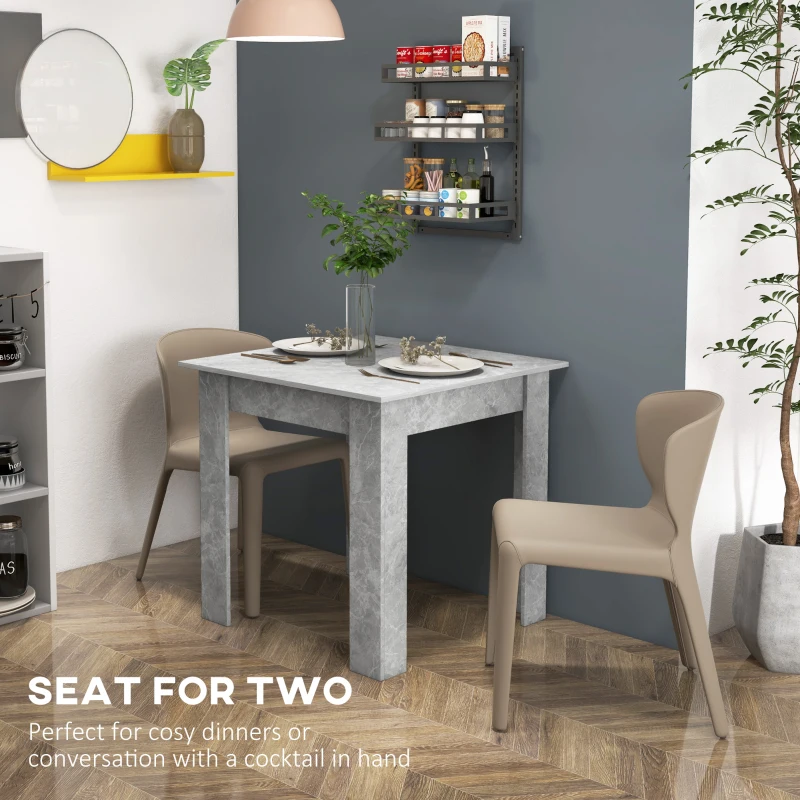 HOMCOM Square Dining Table, Modern Dining Room Table with Faux Cement Effect, Space Saving Small Kitchen Table, Cement Grey