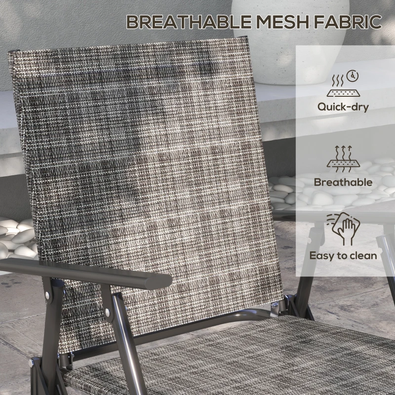 Outsunny Outdoor 4 Pieces Patio Furniture Set, Garden Set with Two Foldable Armchairs, a Loveseat & Glass Top Table, Mixed Grey