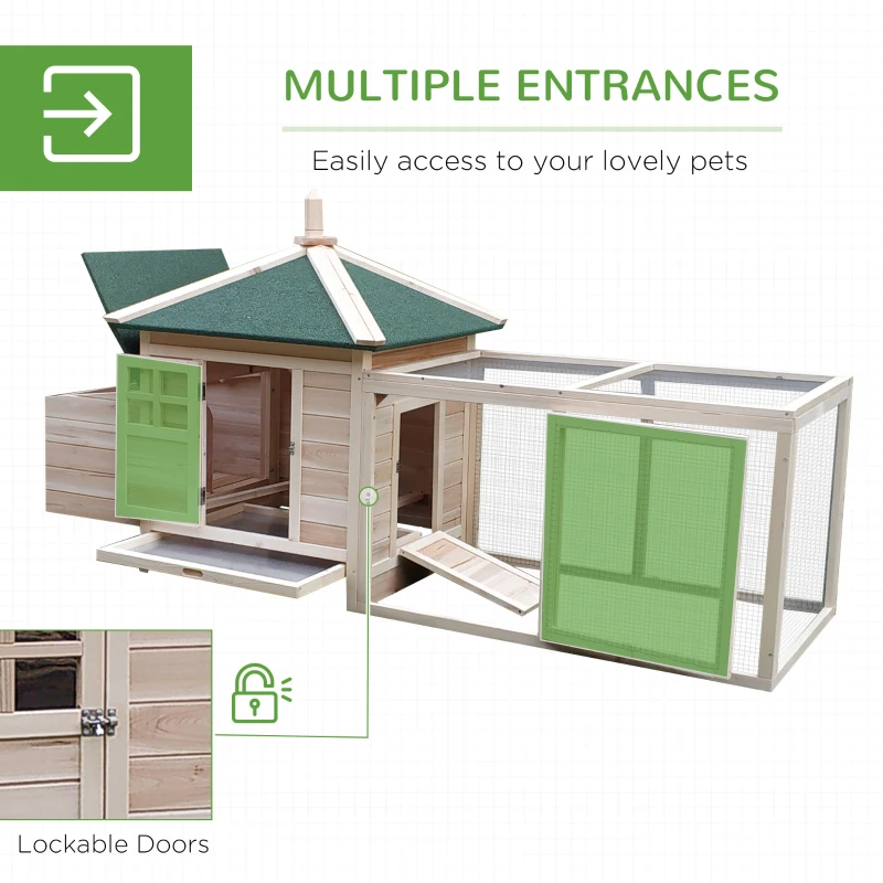 PawHut 77" Chicken Coop Hen House Rabbit Hutch Poultry Cage Pen Outdoor Backyard with Nesting Box Run Natural