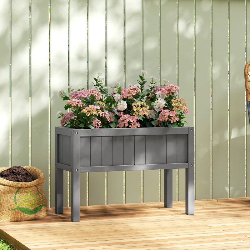 Outsunny Raised Garden Bed with Legs, HDPE Raised Planter with Drainage Holes and Liner for Vegetables Flowers Herbs