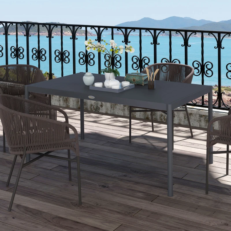 Outsunny Outdoor Dining Table w/ Aluminium Frame, Garden Table, 57", Dark Grey