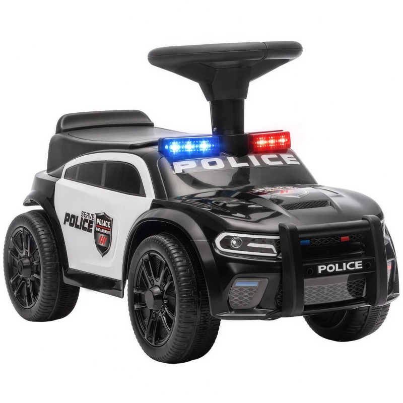 Qaba Toddler Push Car, Ride on Car with Light, Music, Under-Seat Storage and Anti Tip Device for 18-36 Months, Black