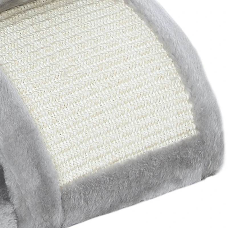 PawHut 17" Small Cat Tree with Scratching Post, Cat Tower with Rotatable Top Pole, Platform, 2 Dangling Balls, Light Grey