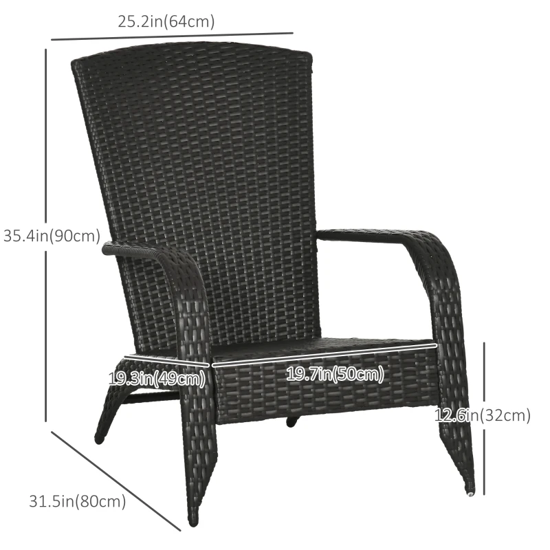 Outsunny Patio Wicker Adirondack Chair, Outdoor Rattan Muskoka Chair with Cushions for Patio, Garden, Backyard, Cream