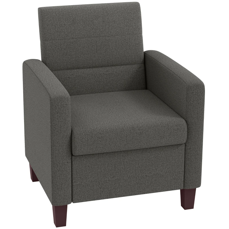 HOMCOM Fabric Accent Chair, Modern Armchair with Seat Cushion and Non-Slip Pads for Living Room, Bedroom, Dark Grey