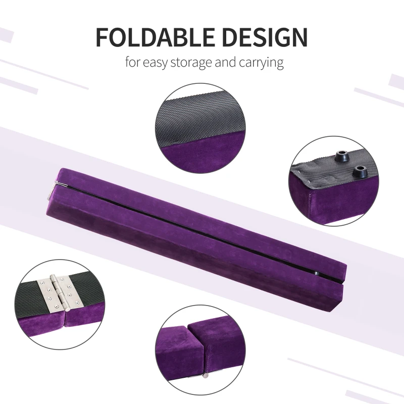 Soozier 7ft Folding Balance Beam, Gymnastics Beam with Wood Core, Purple