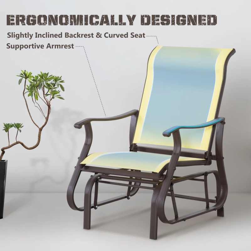 Outsunny Outdoor Glider Chair, Patio Glider with Steel Frame and Mesh Fabric, Outdoor Chair for Backyard, Garden, Porch, Beige