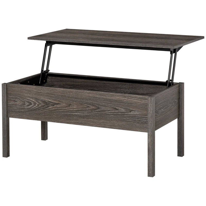 HOMCOM 39" Modern Lift Top Coffee Table with Hidden Storage Compartment, Center Table for Living Room, Grey