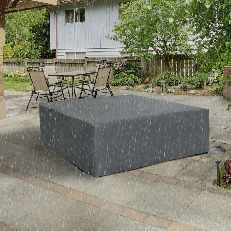 Outsunny Patio Furniture Covers Waterproof for Lounge Chair Set, 600D Heavy Duty Oxford Patio Cover, 80.7" x 75.6" x 24", Grey