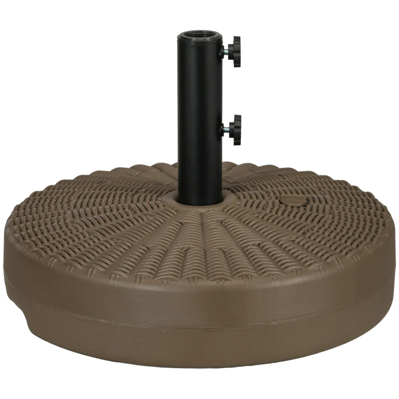 Outsunny Umbrella Base, Heavy Duty Fillable Base Holder with Steel Pole, Round Parasol Stand for Patio, Outdoor, Backyard, Brown
