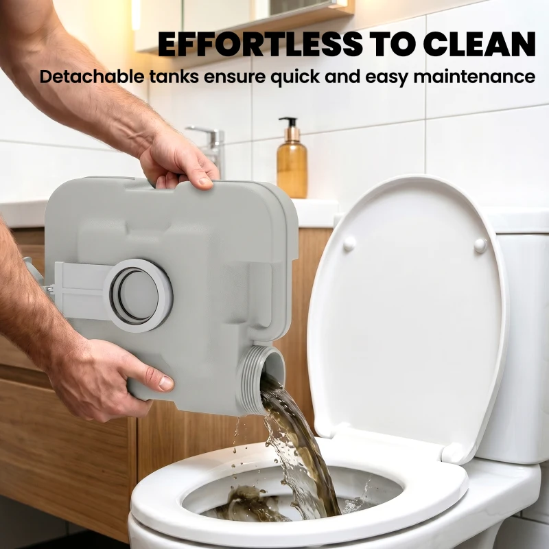 Outsunny Portable Camping Toilet, Porta Potty with 2.6 Gal Waste Tank & 2.6 Gal Flush Tank, Leak-Proof and Odourless