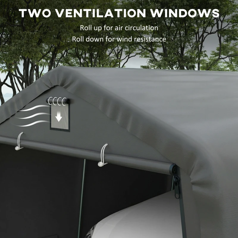 Outsunny 12' x 20' Portable Garage, Heavy Duty Carport Canopy with Ventilation Windows and Large Roll-up Door, Dark Grey