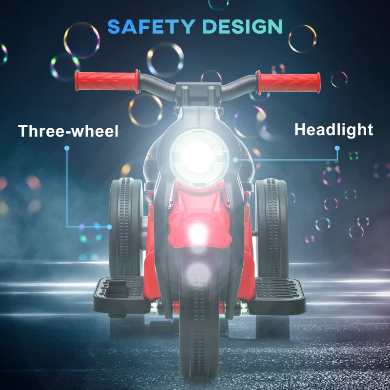 Qaba Electric Motorcycle for Kids, 6V Ride on Bubble Car with LED Headlight, Music, Pedal, for 2-5 Years Black