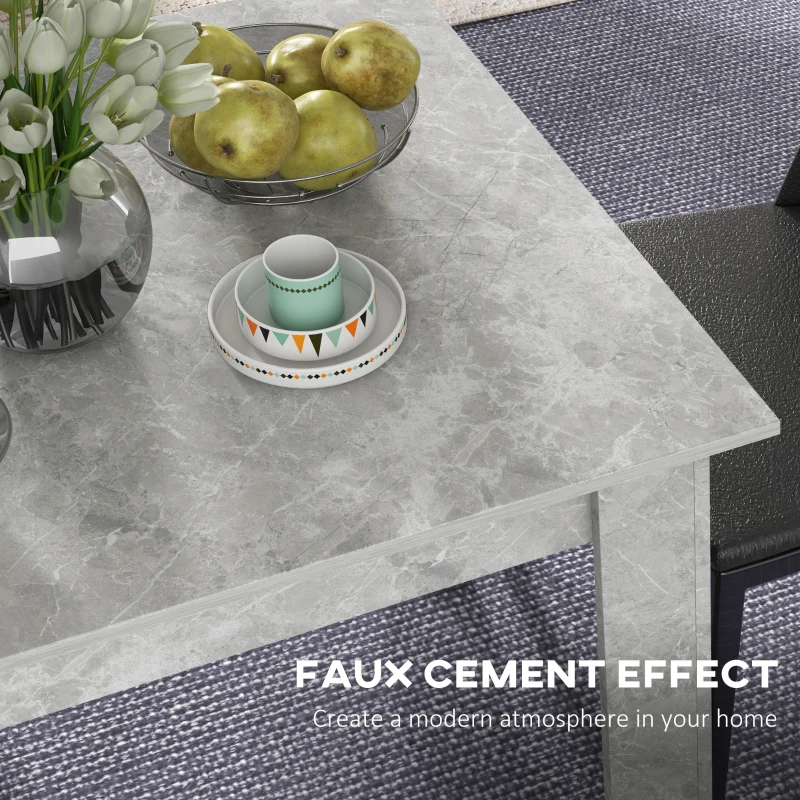 HOMCOM Square Dining Table, Modern Dining Room Table with Faux Cement Effect, Space Saving Small Kitchen Table, Cement Grey