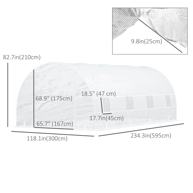 Outsunny 20x10x7ft Heavy Duty Tunnel Walk-in Greenhouse Outdoor Backyard Seed Plant Vegetables Grow Warm House White