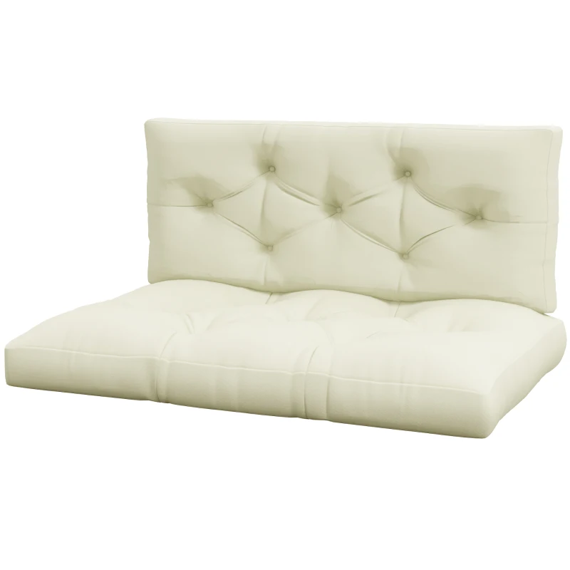 Outsunny 2 Seater 5" Thick Outdoor Seat Cushions with Back Cushion for Pallet, Loveseat Outdoor Furniture Cushions, Cream White