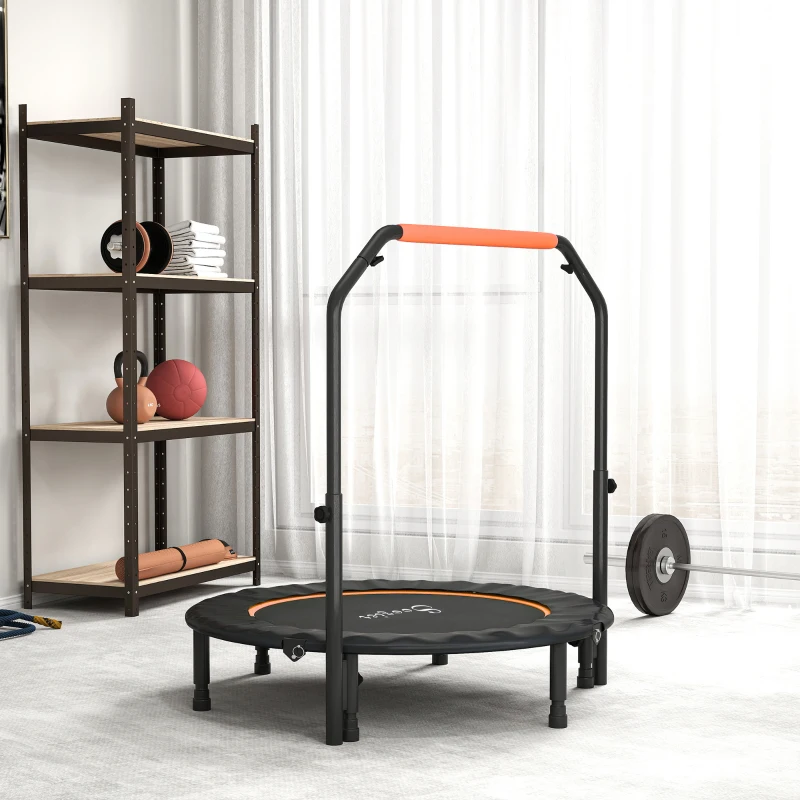 Soozier 45" Foldable Mini Fitness Trampoline, with Adjustable Foam Handle, Orange