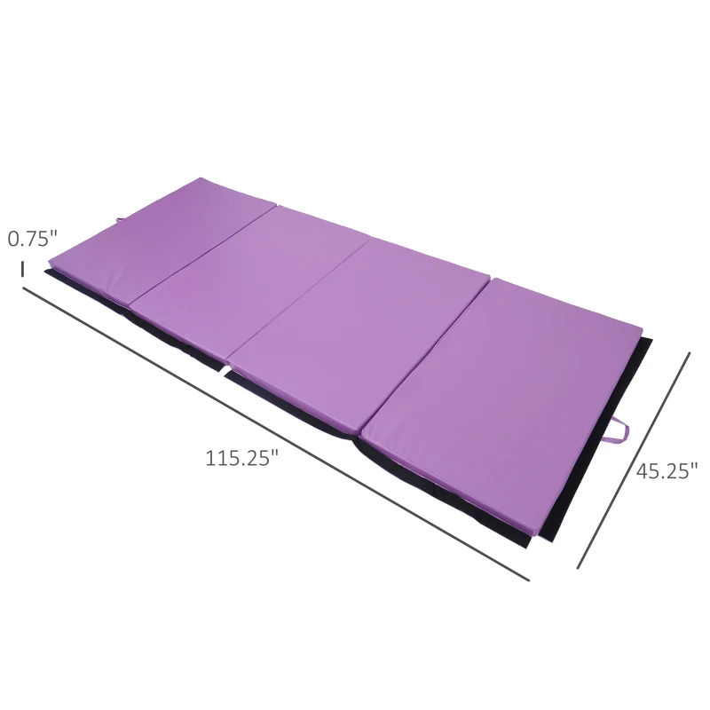 Soozier 4'x10'x2'' Folding Gymnastics Tumbling Mat, Exercise Mat  with Carrying Handles for Yoga, MMA, Martial Arts, Stretching, Purple