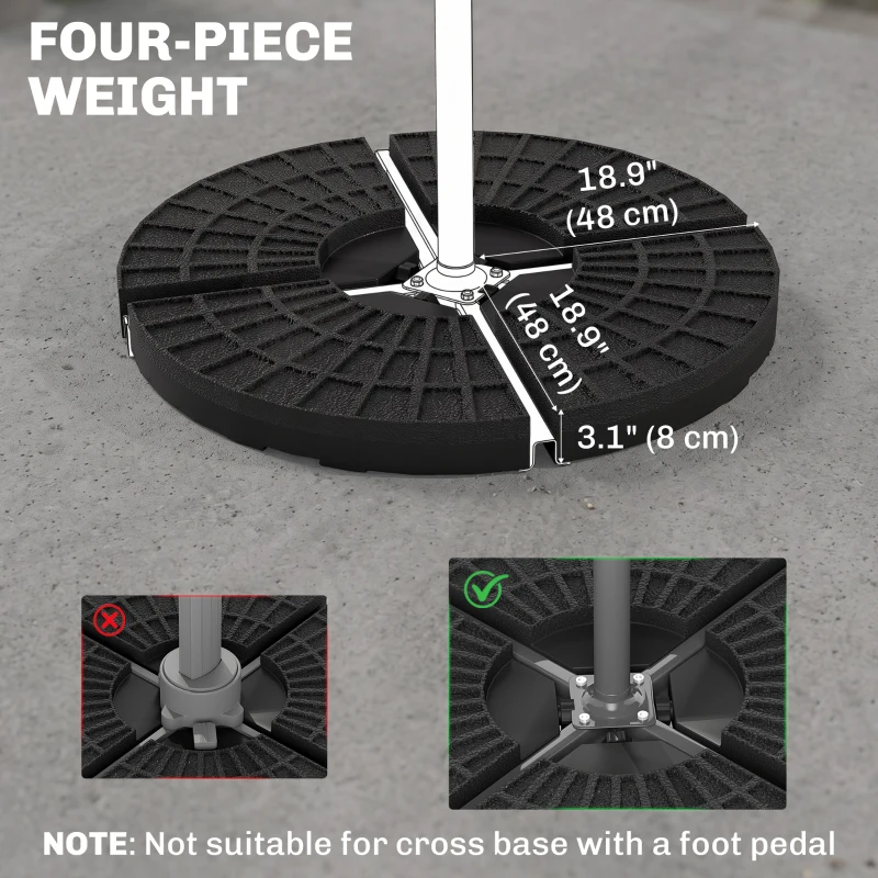 Outsunny Set of 4 Umbrella Base Weights Outdoor Parasol Holder for Cross Base Portable