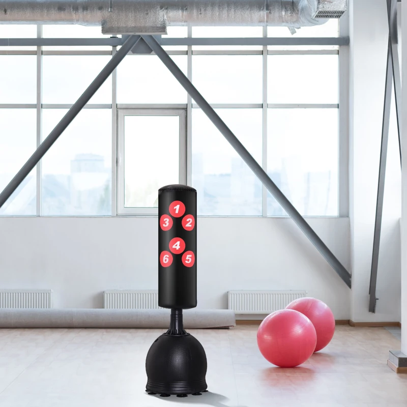 Soozier 65" Freestanding Boxing Punching Bag with Refilled Base and Suction Cups, Black