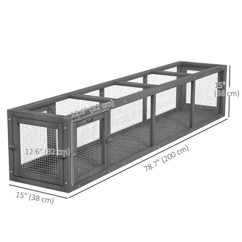PawHut 79" Long Cat Tunnel, Cat shelter L- Shape with Extendable Design, Cat Enclosure for Indoor/Outdoor Use, Lead Grey