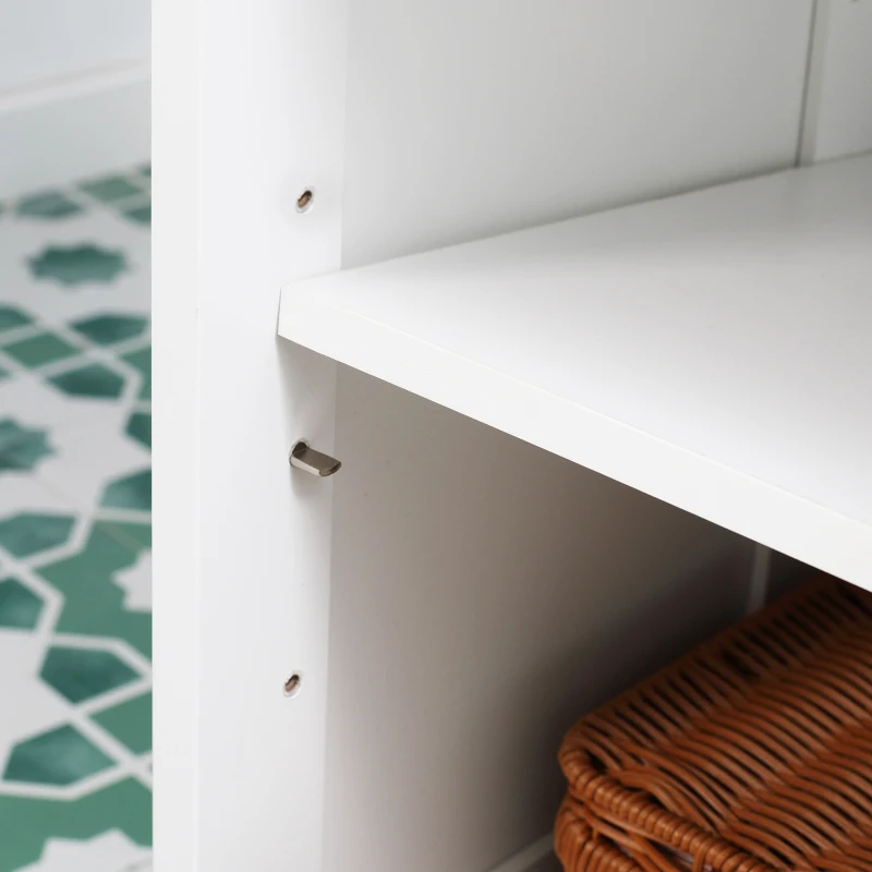 kleankin Modern Bathroom Floor Cabinet with Open Shelf, Freestanding Storage Organizer Unit with Single Door for Home Office, Living Room, White