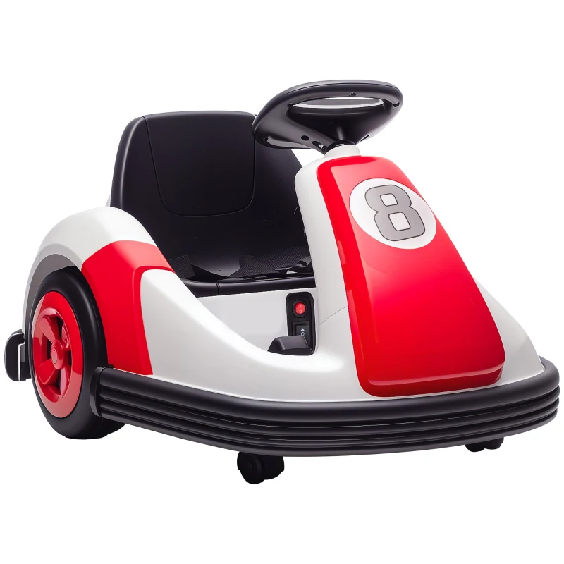 Qaba 6V Kids Bumper Car with Big Wheels, Electric Car for Kids with 360-Degree Spin, Slow Start, for 37-72 M, Red