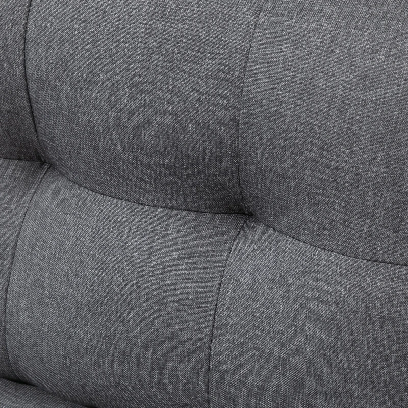 HOMCOM L-shaped Sofa, 3 Seater Couch with Ottoman, Corner Sofa with Thick Padded Cushion and Wood Legs, Dark Grey