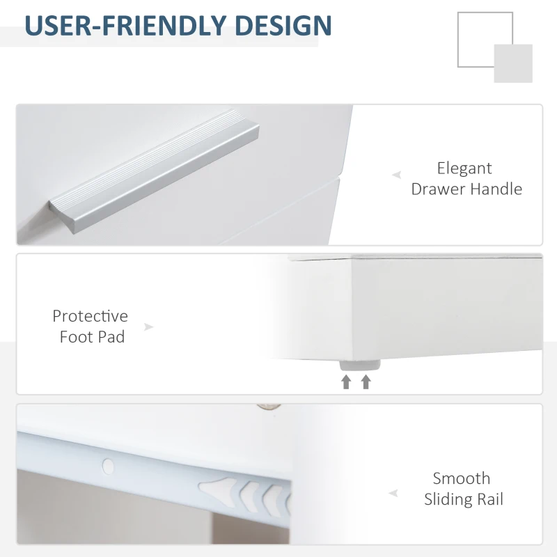 HOMCOM L-Shaped Rotating Computer Desk Home Office Study Workstation with Storage Shelves, Cabinet and Drawer for Home & Office, White