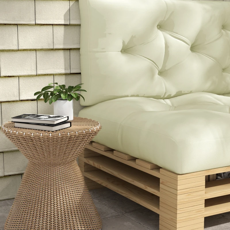 Outsunny 2 Seater 5" Thick Outdoor Seat Cushions with Back Cushion for Pallet, Loveseat Outdoor Furniture Cushions, Cream White