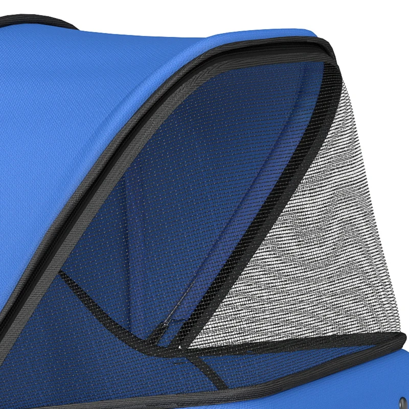 PawHut 3 Wheels Foldable Dog Stroller with Storage Basket, Adjustable Canopy, Cupholder for Miniature and Small Dogs, Blue