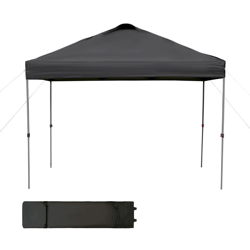 Outsunny 10' x 10' Pop Up Canopy Tent with Airy Top Vents and Wheeled Carry Bag for Outdoor, Garden, Patio, Black
