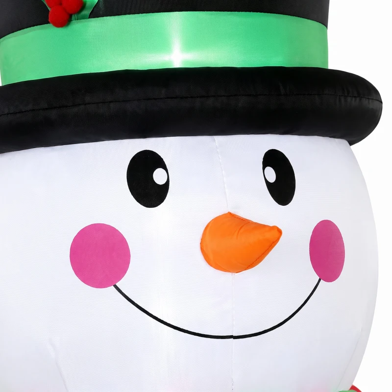 Outsunny Christmas Blow Up Outdoor Decorations, 8FT Christmas Inflatables Snowman with Colorful LED Light for Indoor