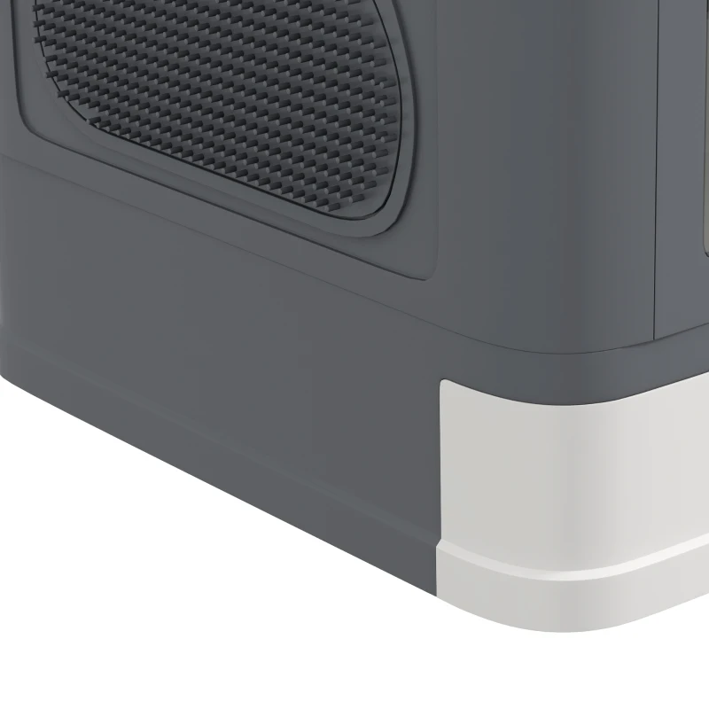 PawHut Cat Litter Box, Front Enter & Top Exit Cat Litter Tray with Scoop, Pull-out Tray, Easy to Clean, Grey