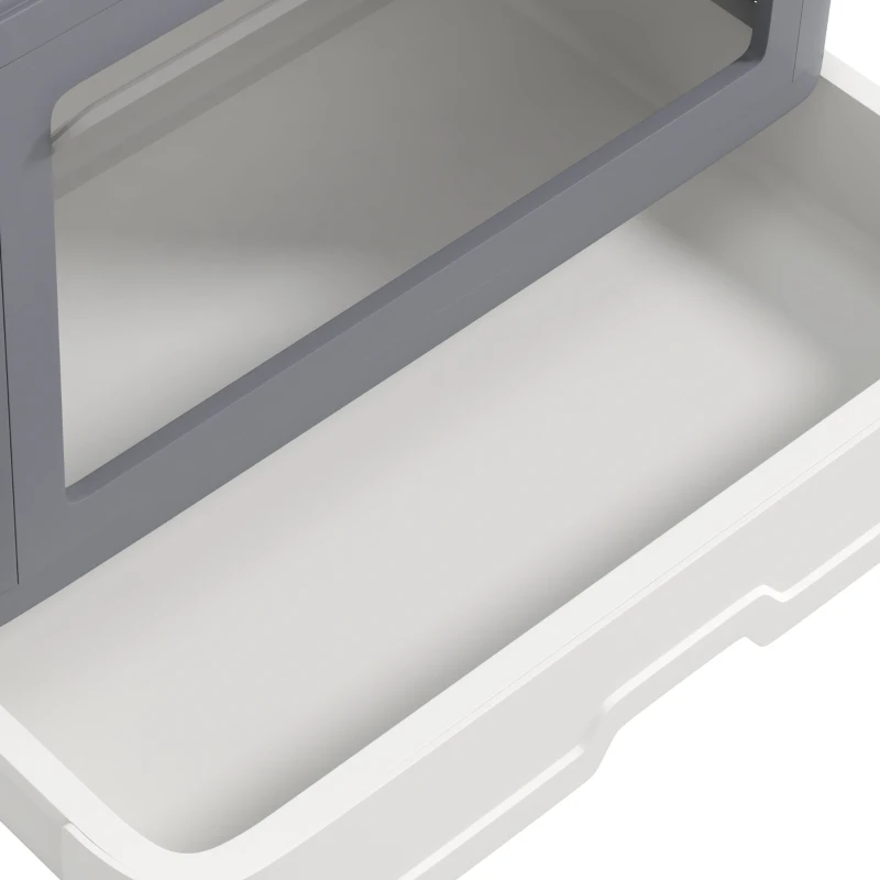 PawHut Cat Litter Box, Front Enter & Top Exit Cat Litter Tray with Scoop, Pull-out Tray, Easy to Clean, Grey