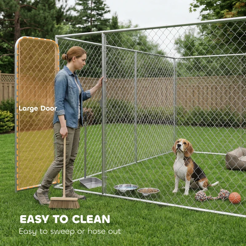 PawHut Dog Playpen Outdoor, Walk-in Dog Run Kennel Puppy Exercise Pen Indoor Outdoor with DIY Door and Galvanized Steel Frame