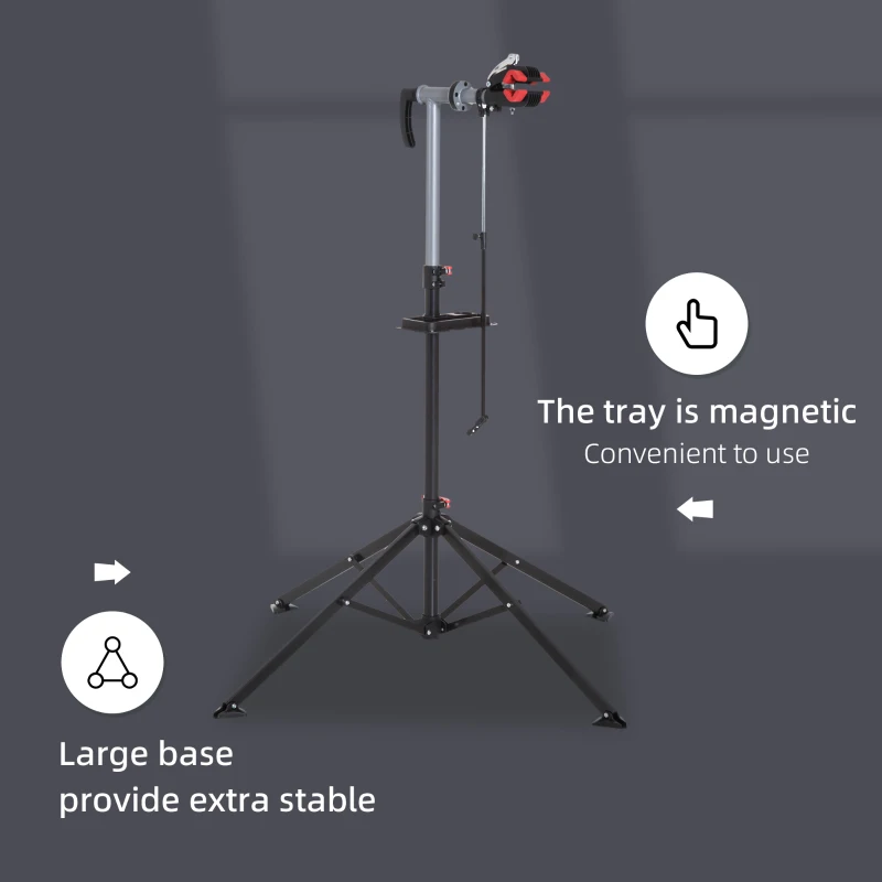 HOMCOM Bike Repair Work Stand Adjustable Telescopic Arm 70.75" Rack Tool Tray Cycle