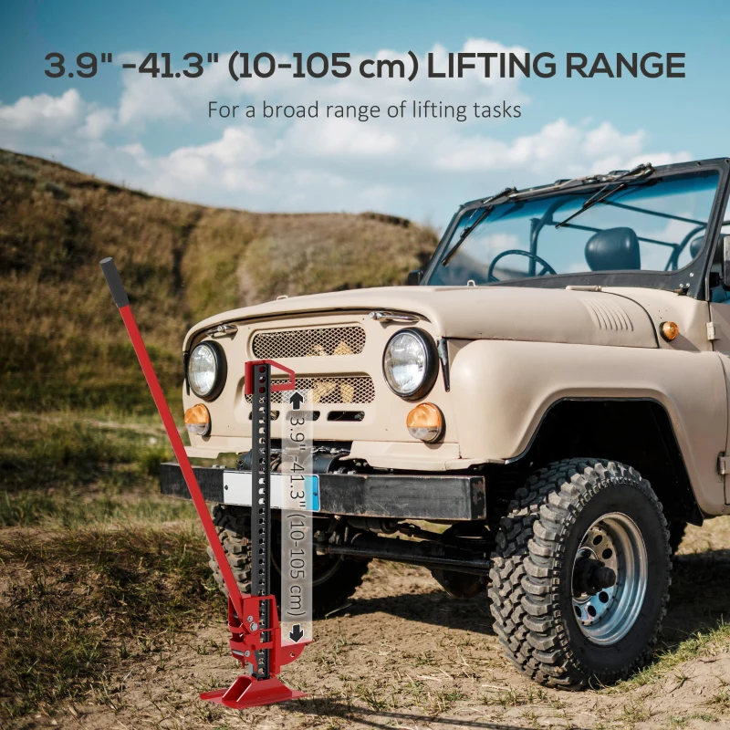 HOMCOM 3 Tonne/6600 lb Farm Jack, 48" High Lift Jack for 4x4 Tractors Trucks Agricultural Lifting, Red