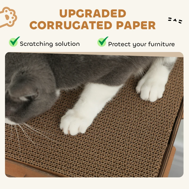 PawHut Multi-Level Cardboard Cat House, Corrugated Cardboard Play Condo with Scratching Pads for Indoor Kittens