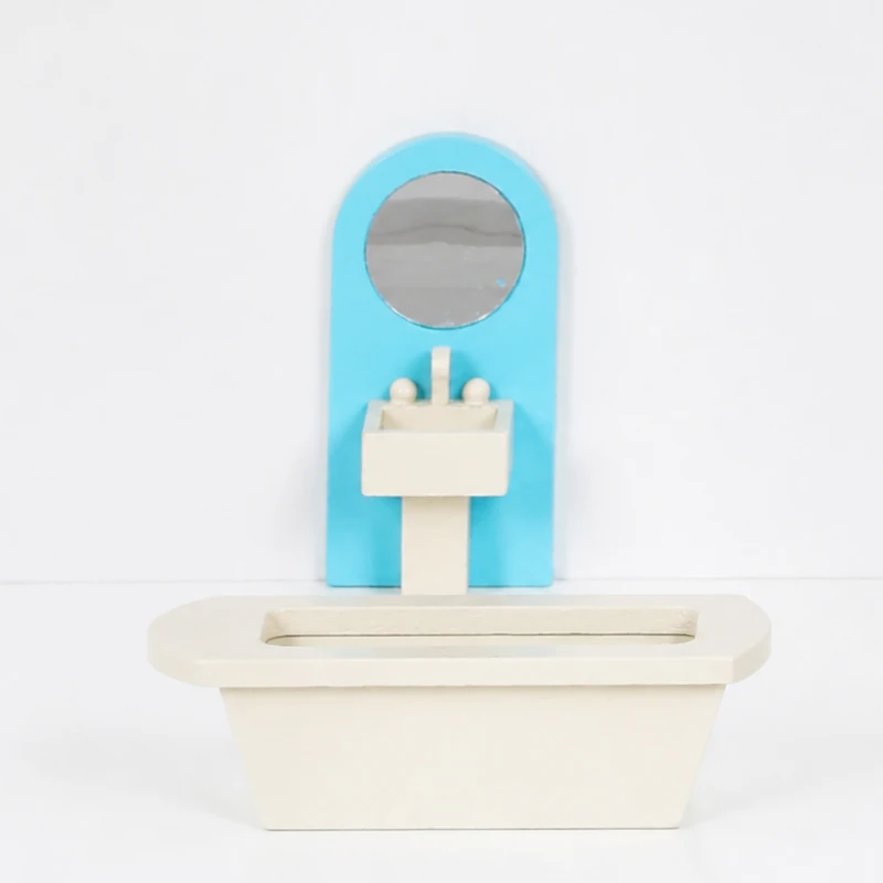 Qaba Wooden Doll House with Elevator, 5 Rooms and 13 Furniture Accessories, Pretend Play Toy Gift for Kids Ages 3-6, Blue