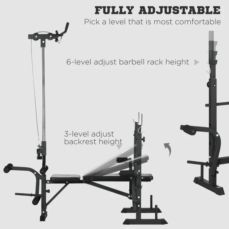 Soozier Adjustable Weight Bench with Pulley System for Home Gym Full Body Workout
