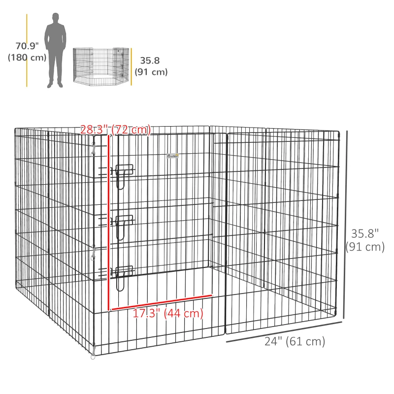 PawHut 36inch Foldable Metal Exercise Pet Playpen Yard Dog Puppy Kennel Cage 8 Panel