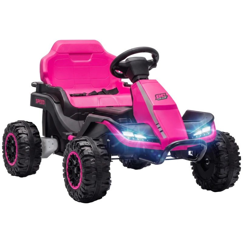Qaba 24V Kids Electric Ride On Car with Dual Motors, Remote Control, 4-Wheel Suspension, Soft Start for 3-6 Years, Pink