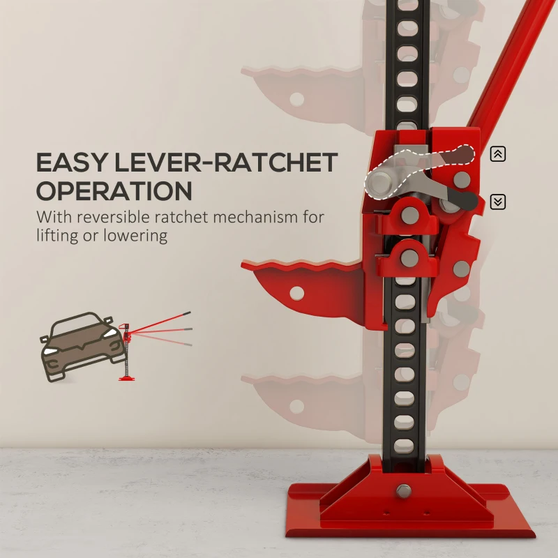 HOMCOM 3 Tonne/6600 lb Farm Jack, 48" High Lift Jack for 4x4 Tractors Trucks Agricultural Lifting, Red