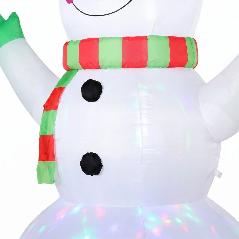 Outsunny Christmas Blow Up Outdoor Decorations, 8FT Christmas Inflatables Snowman with Colorful LED Light for Indoor