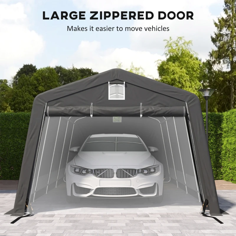 Outsunny 11' x 20' Portable Garage, Heavy Duty Carport Canopy with Ventilation Windows and Large Roll-up Door, Dark Grey