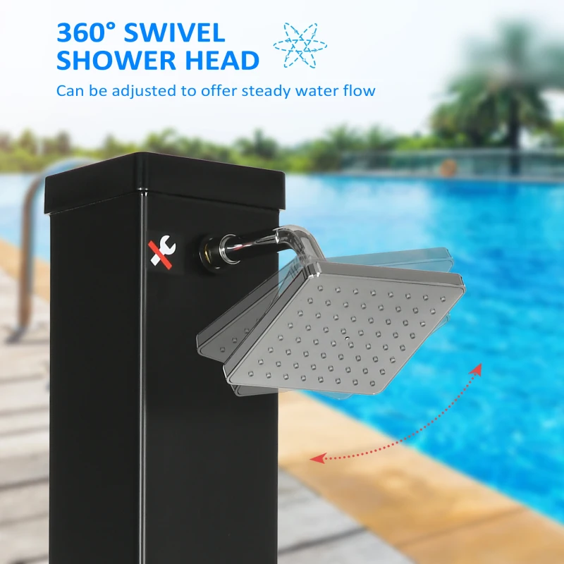 Outsunny 10.6 Gallons Solar Heated Shower with Free-Rotating Shower Head, Temperature Adjustment & Foot Shower